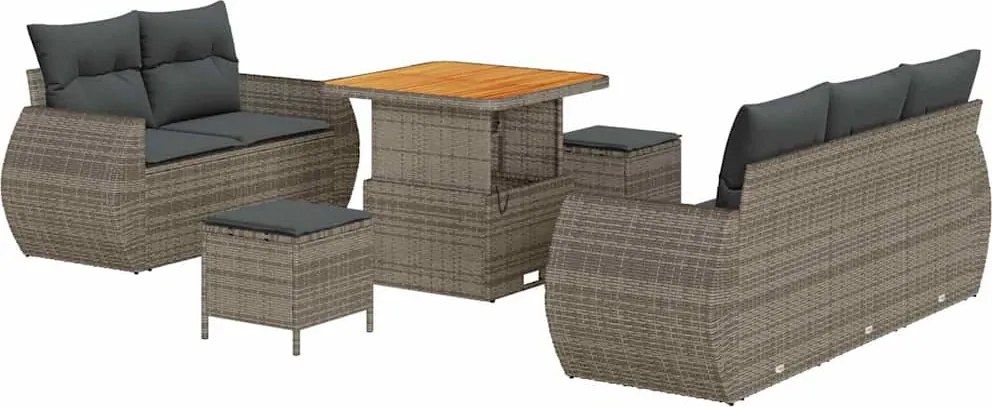 vidaXL Set de canapele pentru grădină 8 pcs Gri poliratan