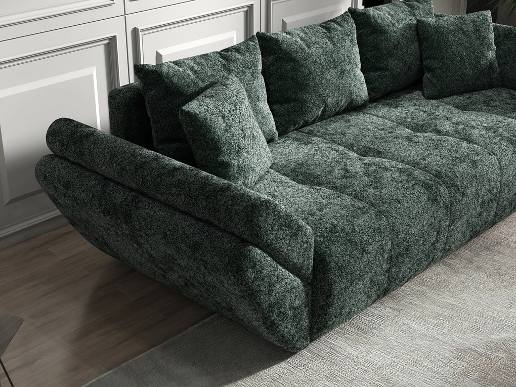 Canapea extensibilă dumonde cu ladă de depozitare si sezut confortabil din spuma high-density, Berlin Euphoria Green 250x100 cm