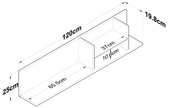 Raft de perete RANI 120x25 cm bej/alb