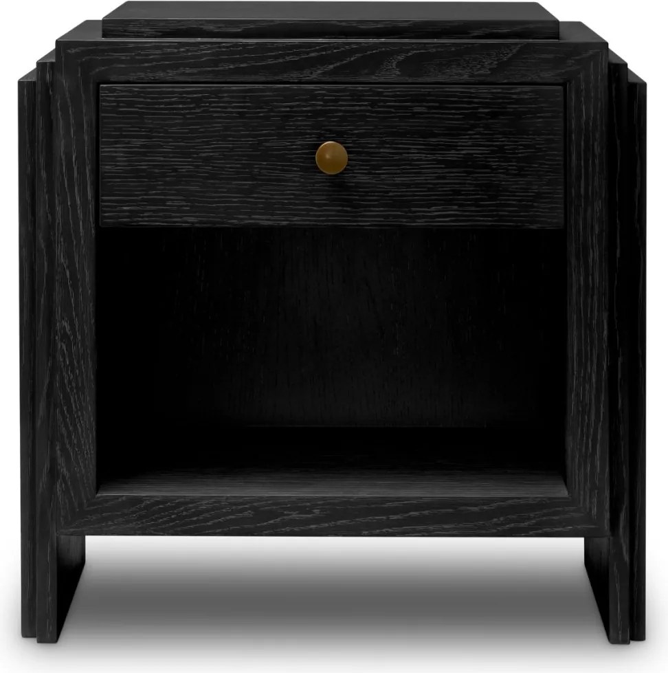 Noptiera LUX Furnir Stejar Gri Carbune, ArtDeco