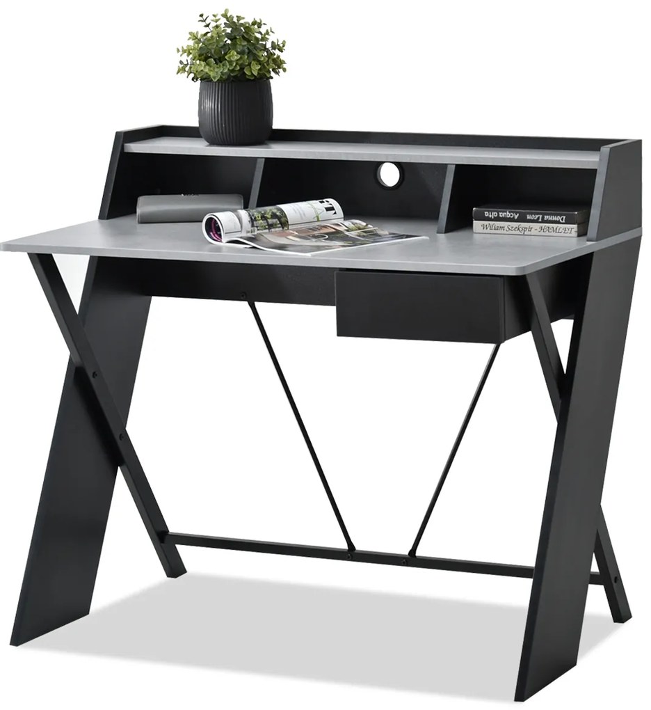 Masă PC Aspart (beton + negru). Promo -19%. 1109724