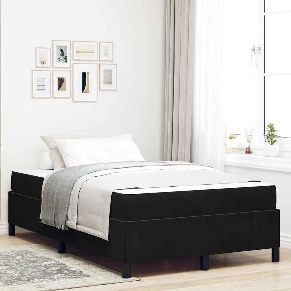 vidaXL Cadru de pat Altele Negru și Alb 120 x 190 cm Catifea