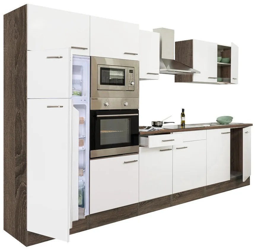 Mobilă de bucătărie Yorki 330, corp din stejar Yorki, cu față alb satinat