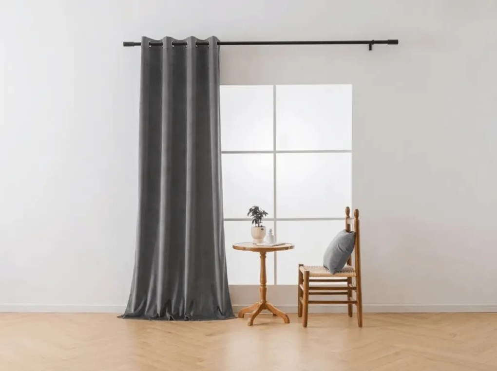 Draperie opaca DREAM VELVET 140x250 cm, gri inchis Agatat: Inele metalice