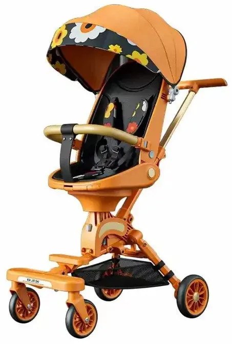 Carucior transformabil, Pliabil, Copii 0 - 36 luni, Portocaliu, Sezut rotativ 360 grade, Centuri, Plasa insecte