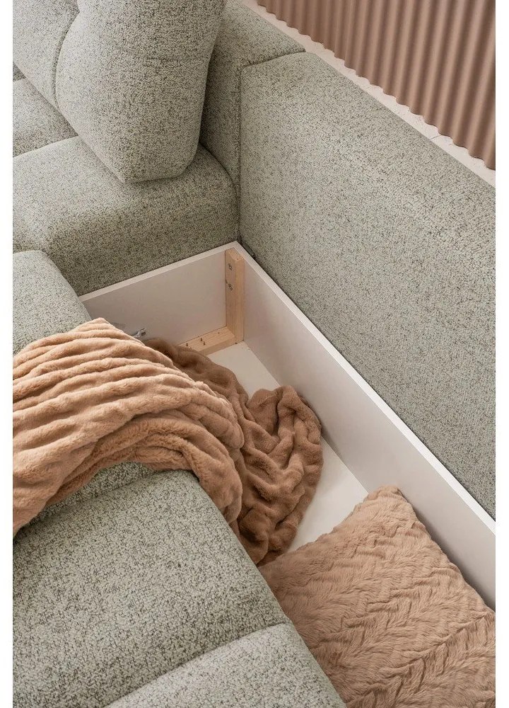 Colțar modular maro deschis extensibil/cu spațiu de depozitare (cu colț pe partea stângă) Lulu – Miuform