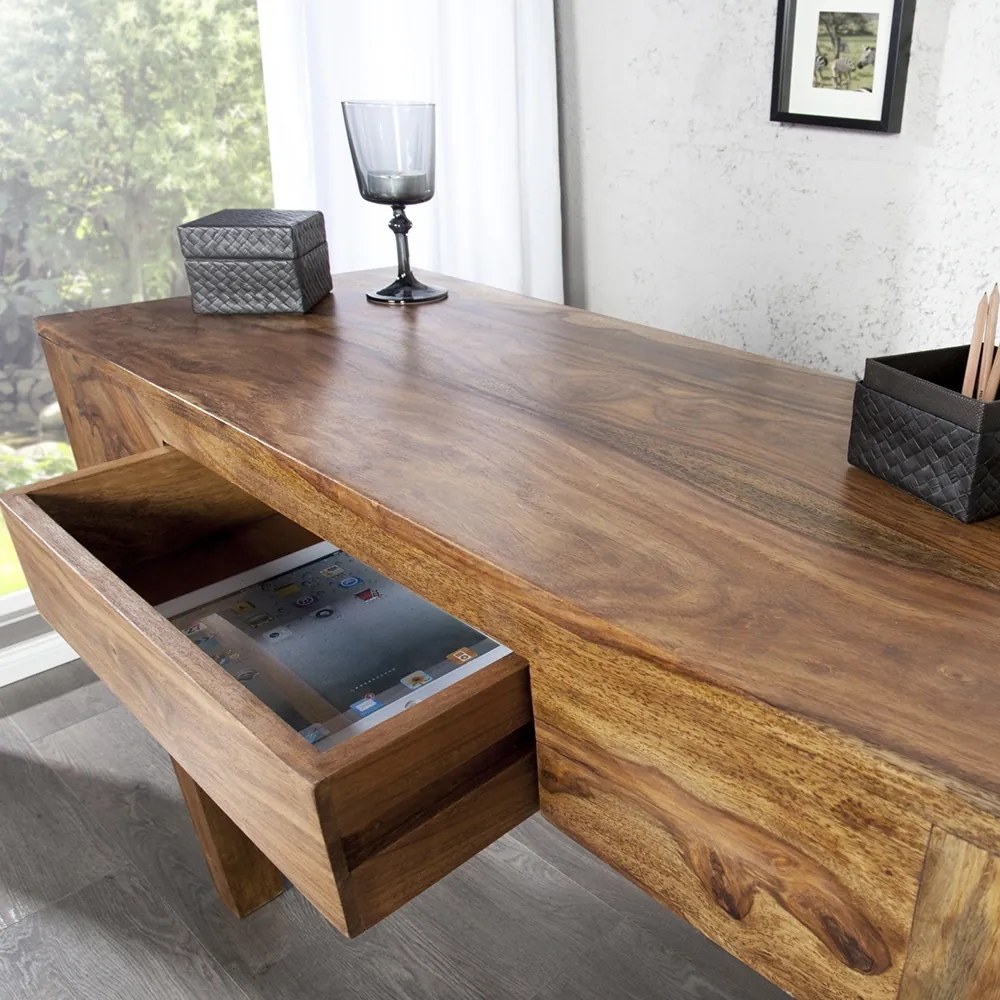 Birou cu sertar din lemn de trandafir Makassar 100cm Sheesham