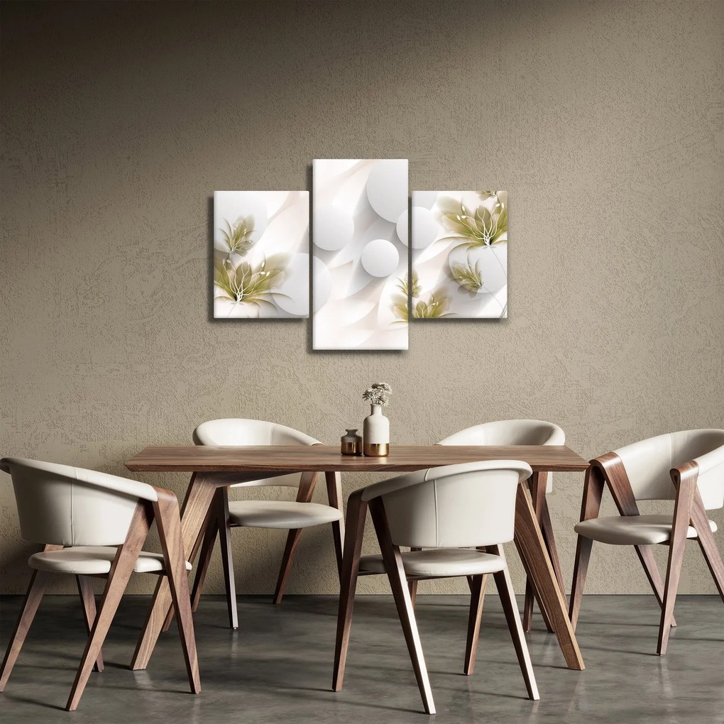Tablou - 3D cercuri cu flori (90x60 cm)