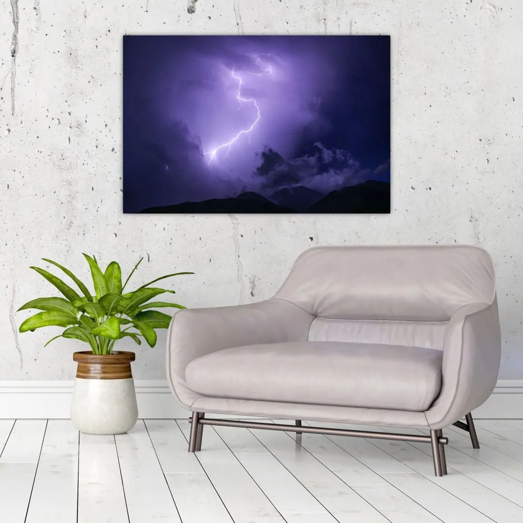 Tablou - cerul violet cu fulger (90x60 cm)