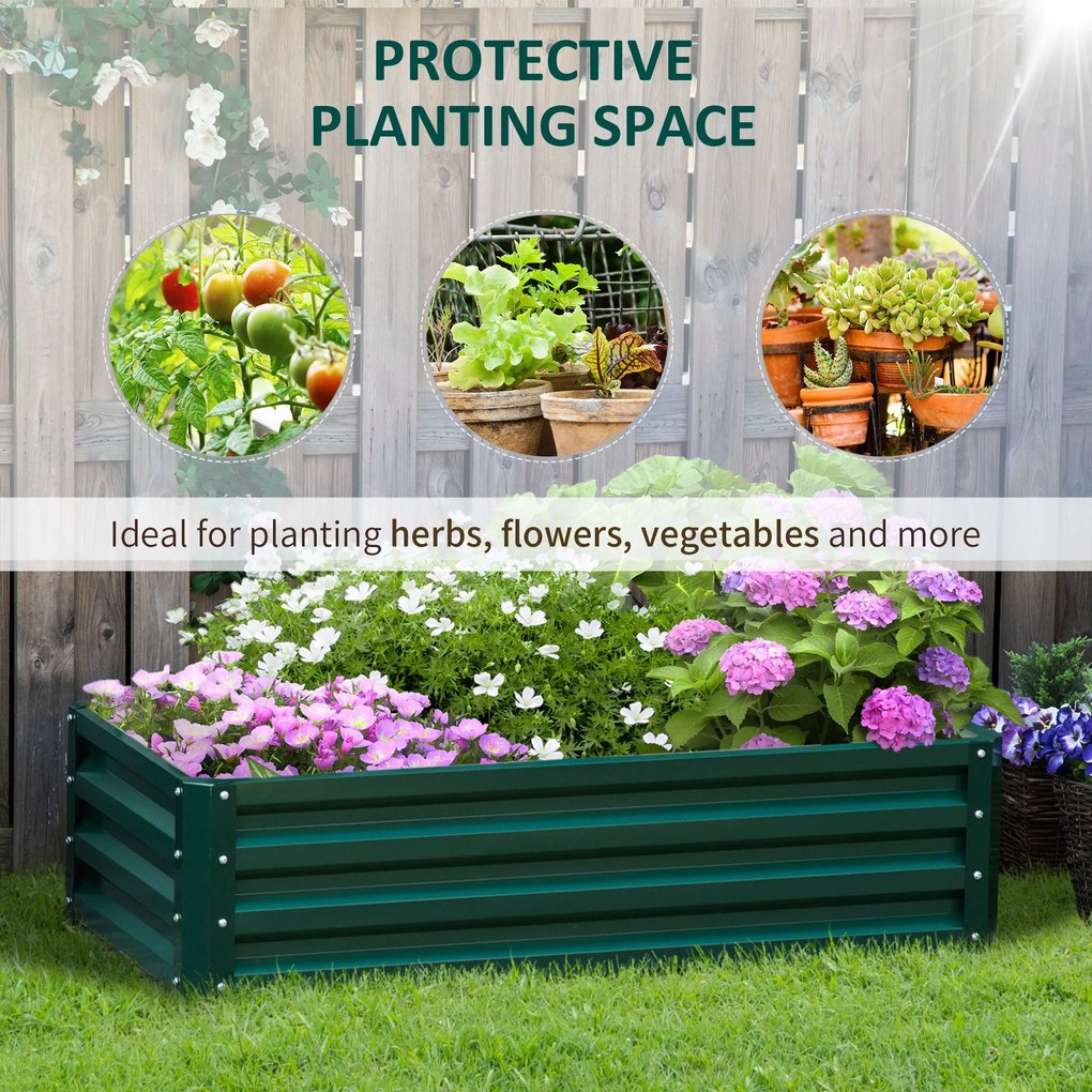 Outsunny Pat de Gradina Galvanizat Inaltat pentru Cultivare Legume Flori Plante Aromatice Cutie de Plantare Metalica Verde 120x90x30cm | Aosom Romania