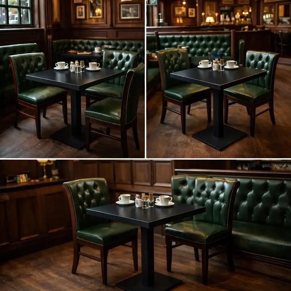 Masa din MDF, patrat  texturata, Homs, negru marmorat, 80 x 80 x 75 cm, A0111