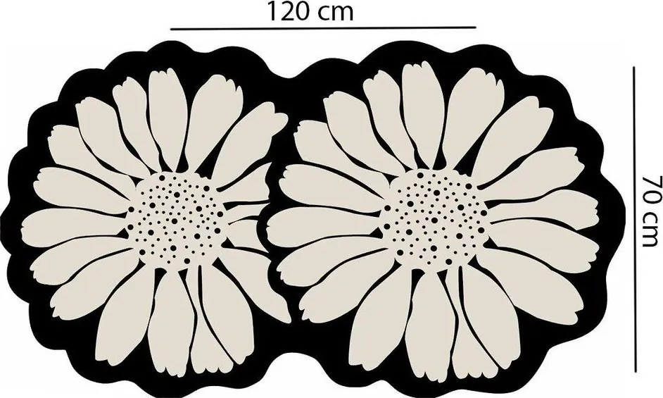 Covoraș de baie negru/crem 70x120 cm Flor Extrana – Foutastic