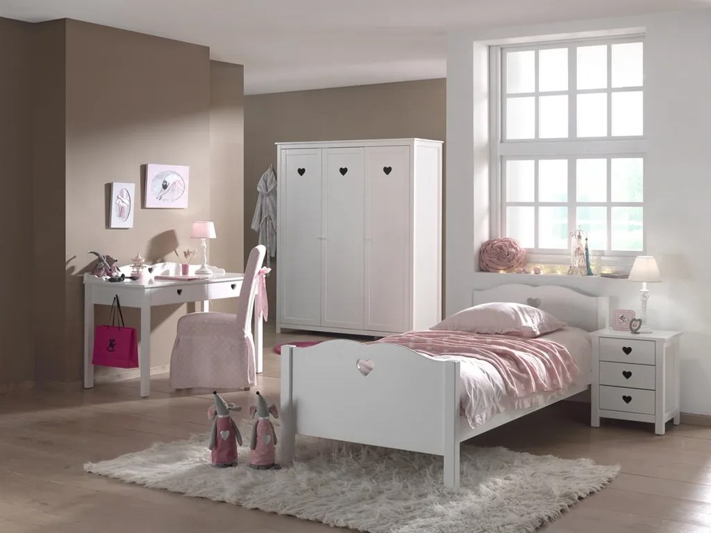 Set Mobilier Copii AMORI, 4 Piese, Alb, Stil Romantic – Vipack