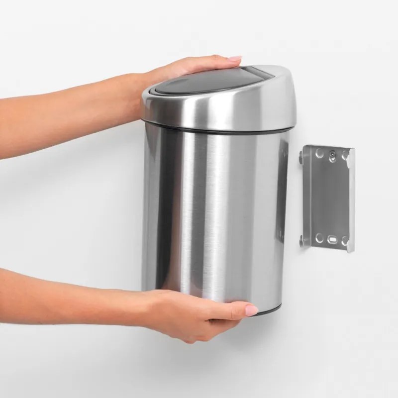 Cos de gunoi Brabantia Touch Bin 647216, 3 L, Deschidere lina si silentioasa, Montare pe perete, Alb