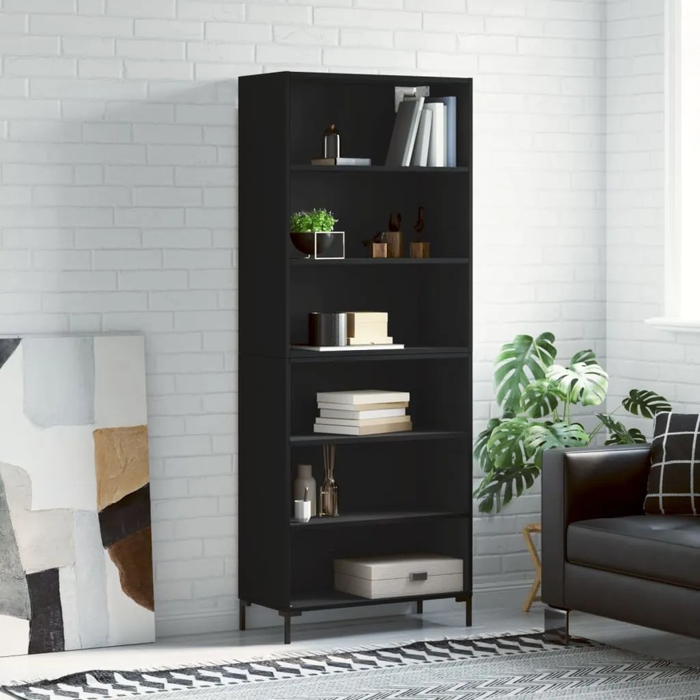 vidaXL Dulap înalt, negru, 69,5x32,5x180 cm, lemn compozit
