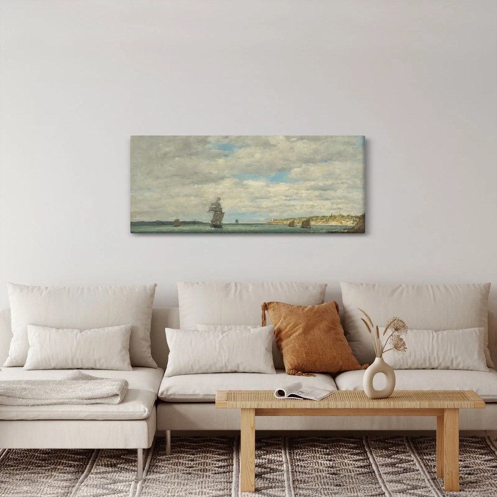 Tablou - Eugène Boudin, Coast of Brittany, reproducere (120x50 cm)