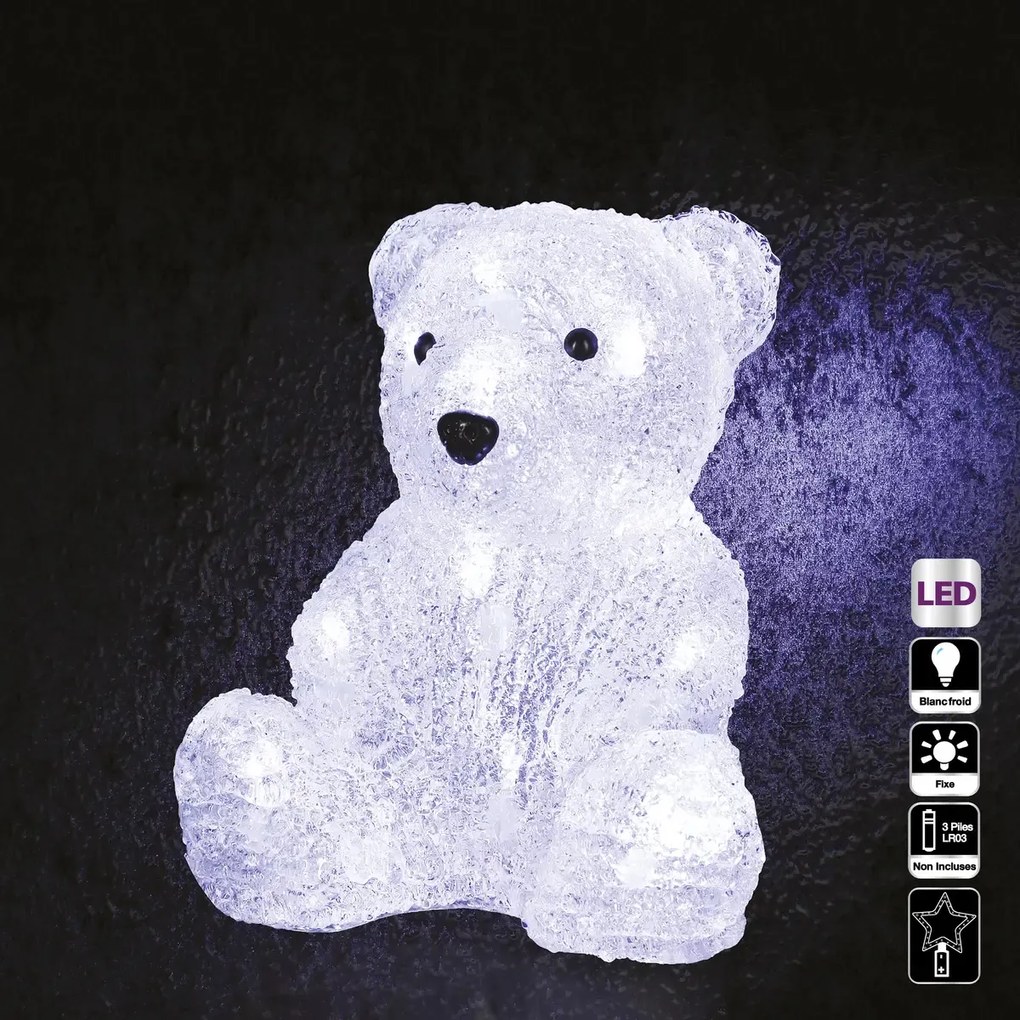 Decor luminos exterior, urs acrilic, 16 LED-uri
