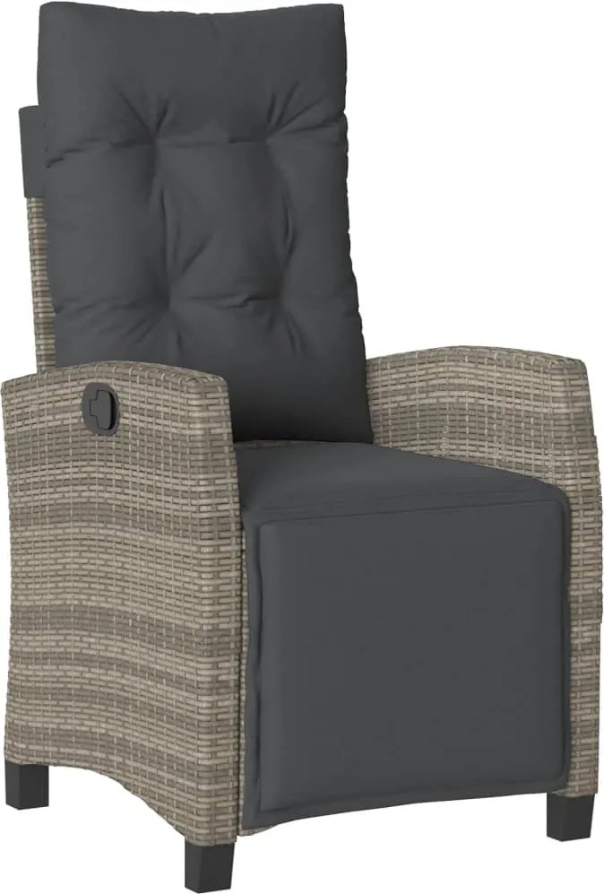 vidaXL Scaun de grădină rabarabil cu suport picioare, gri, poliratan