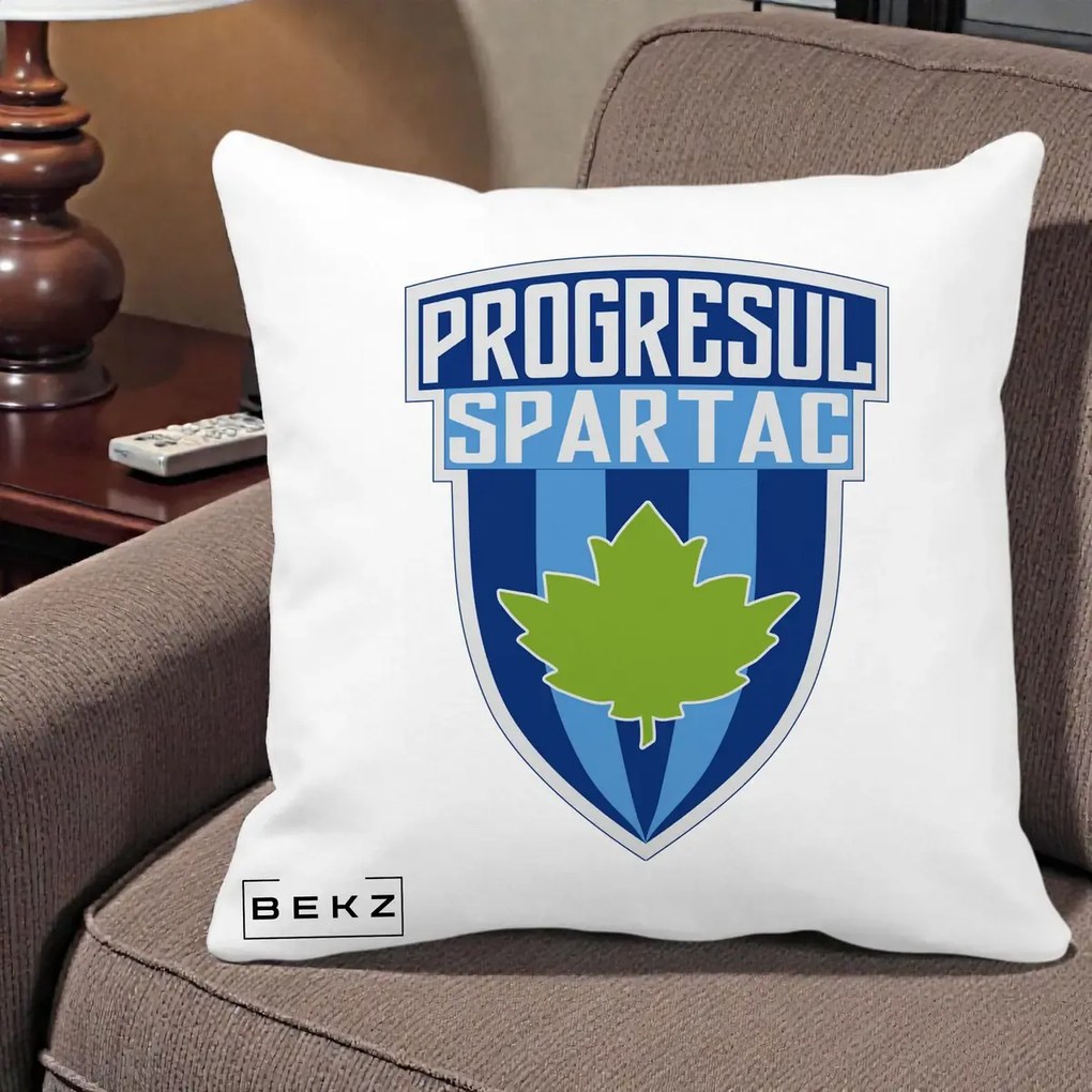 Perna Personalizata Progresul Spartac Fotbal, 40x40 cm, Alba Mata, Husa Detasabila, Perna Inclusa, BEKZ®