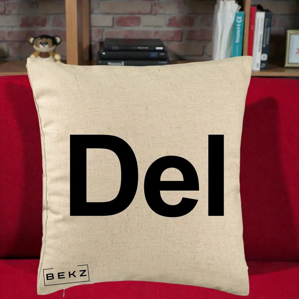 Perna Personalizata Tasta Del Tipografie Bold, 40x40 cm, Bej, Husa Detasabila, Perna Inclusa, BEKZ®