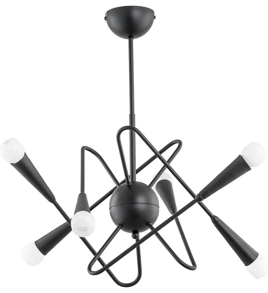 Lustră pe tijă APPER 6xE14/10W/230V negru