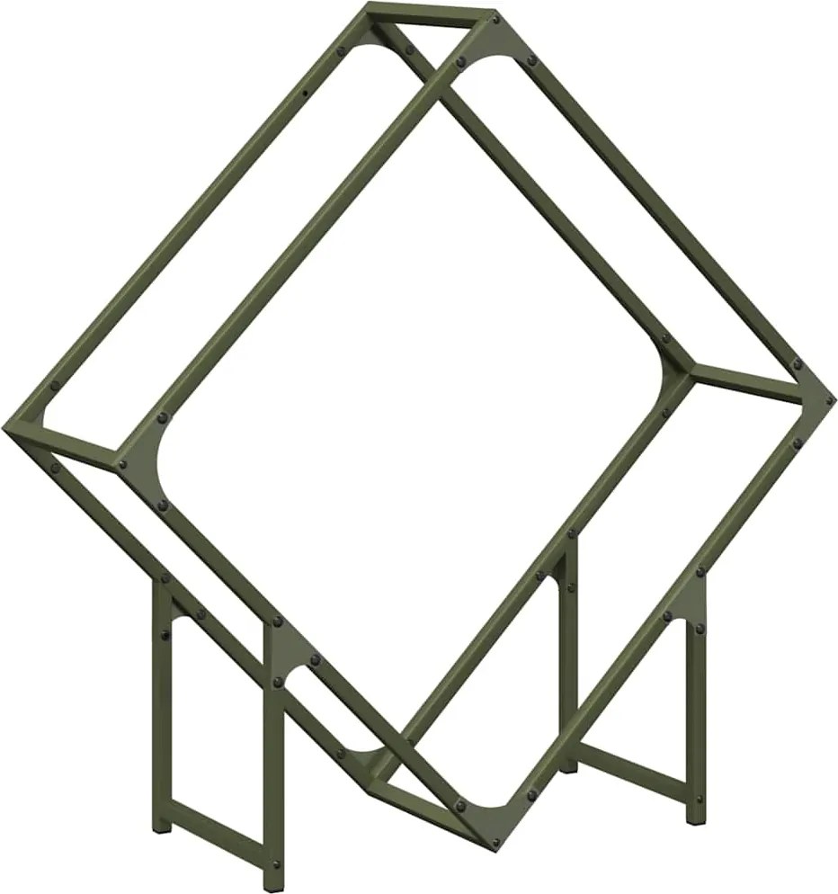 vidaXL Suport pentru lemne de foc Verde măsline Oțel laminat la rece