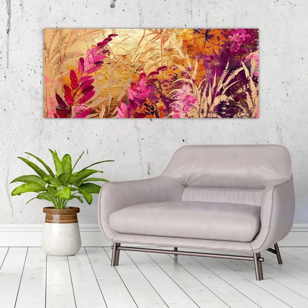 Tablou - Pictură abstractă de flori II. (120x50 cm)
