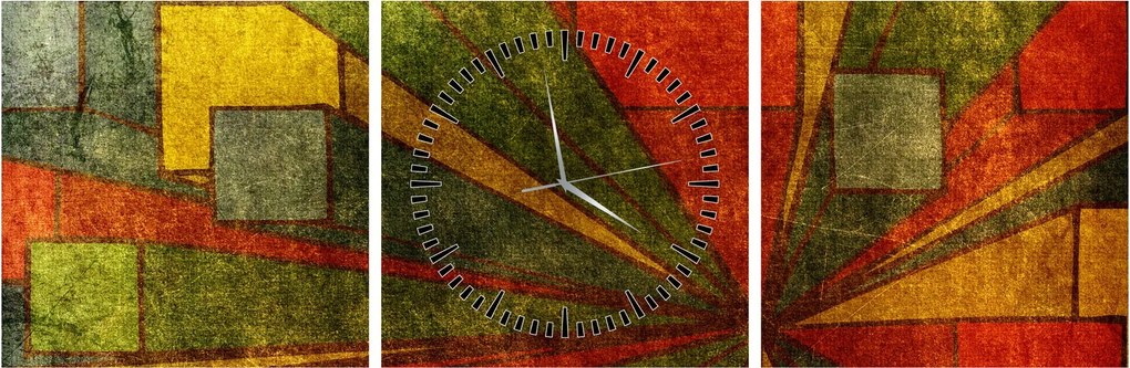 Tablou cu abstracție geometrică (cu ceas) (90x30 cm)