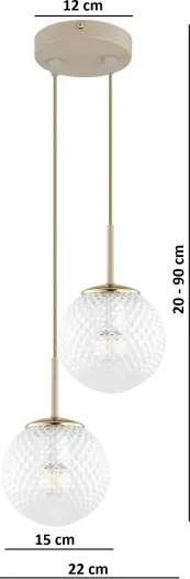 Brilagi - Lustru suspendat pe cablu STELLA 2xE27/60W/230V bej/auriu