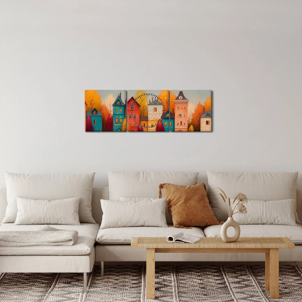 Tablou - Sat de toamnă (cu ceas) (90x30 cm)