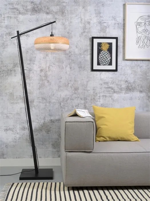 Lampadar eco din bambus Palawan negru/ alb, 40x15cm