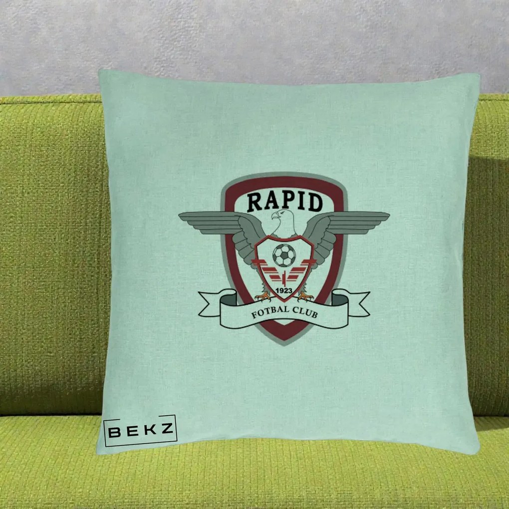 Perna Personalizata Rapid Fotbal Club 1923, 40x40 cm, Verde Menta, Husa Detasabila, Perna Inclusa, BEKZ®