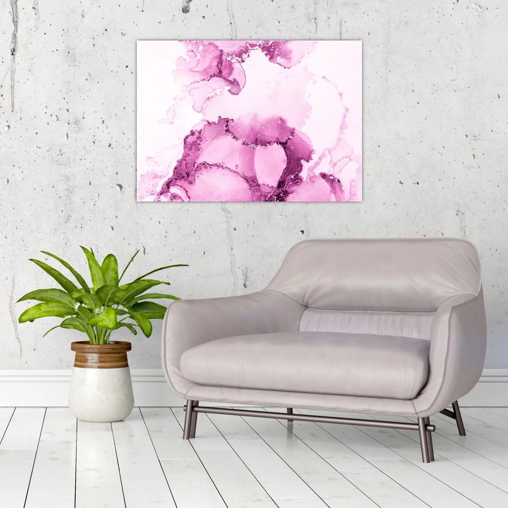 Tablou pe sticlă - Decor roz (70x50 cm)