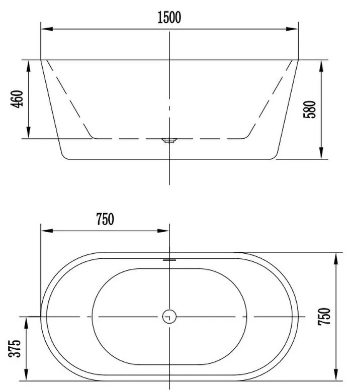 Cada baie freestanding 150 x 75 cm Florida, Denisa P-150 1500x750 mm