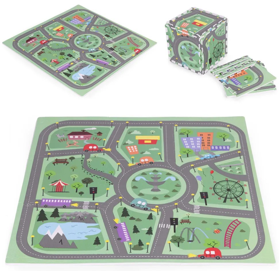 Covor de joacă din spumă EVA pentru copii City 90,5x90,5 cm 21 bucăți