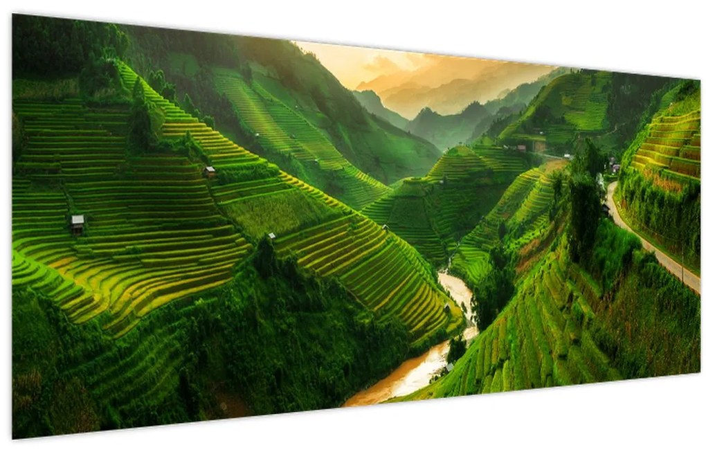 Tablou - Terase de orez Mu Cang Chai (120x50 cm)