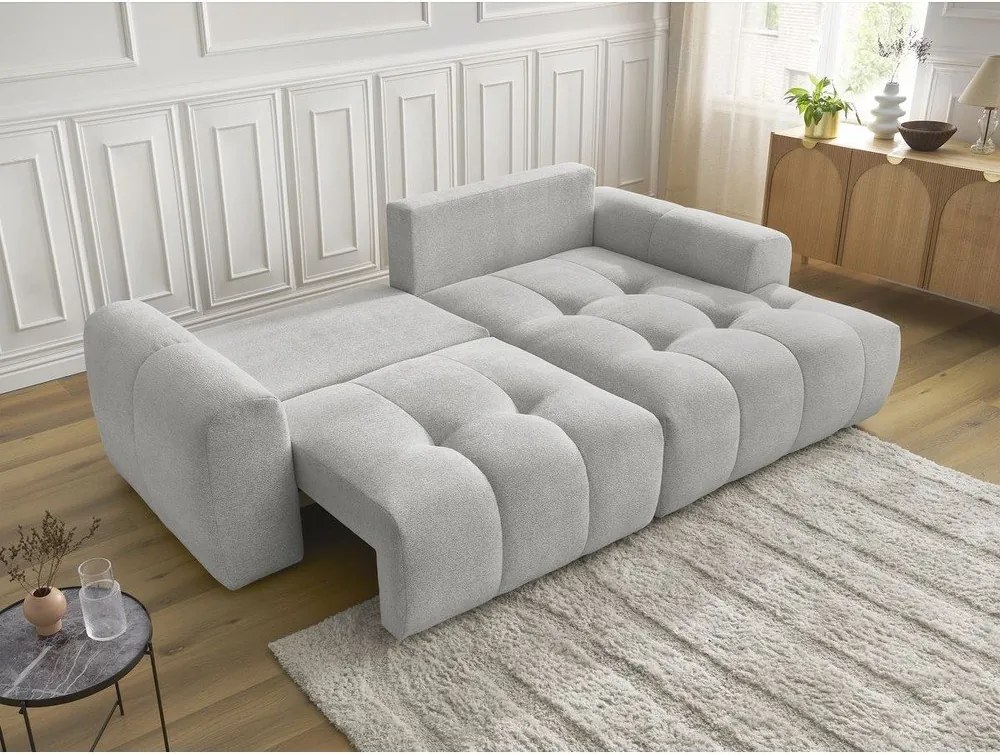 Colțar gri deschis extensibil/cu spațiu de depozitare cu tapițerie din chenille (cu colț pe partea dreaptă/cu șezlong) Roxelane – Bobochic Paris