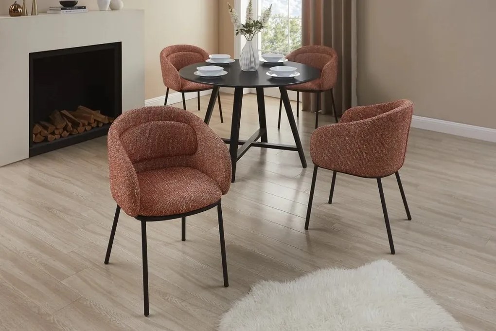 Scaun cu cotiere FLORENZ, material textil rosu ruginiu