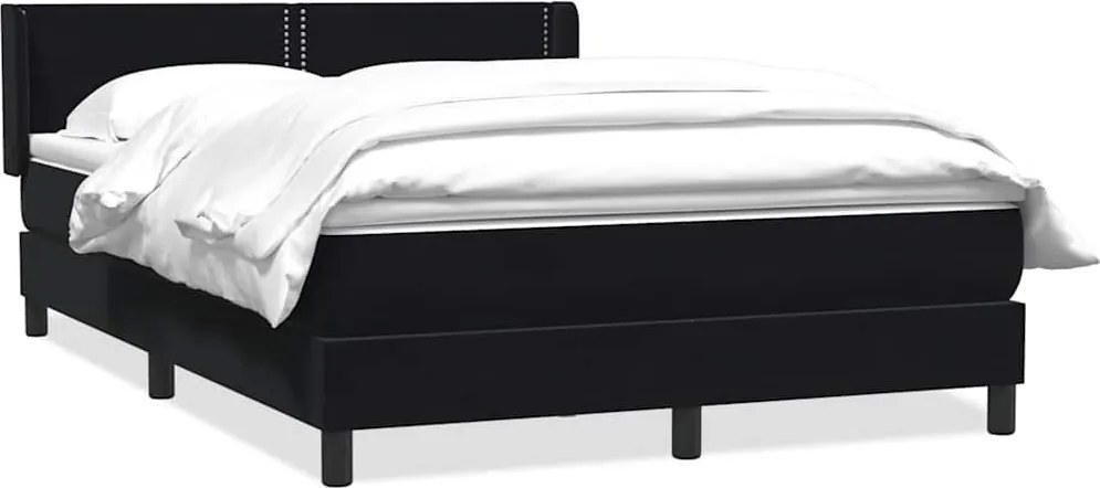 vidaXL Pat box spring cu saltea, negru, 160x210 cm, catifea