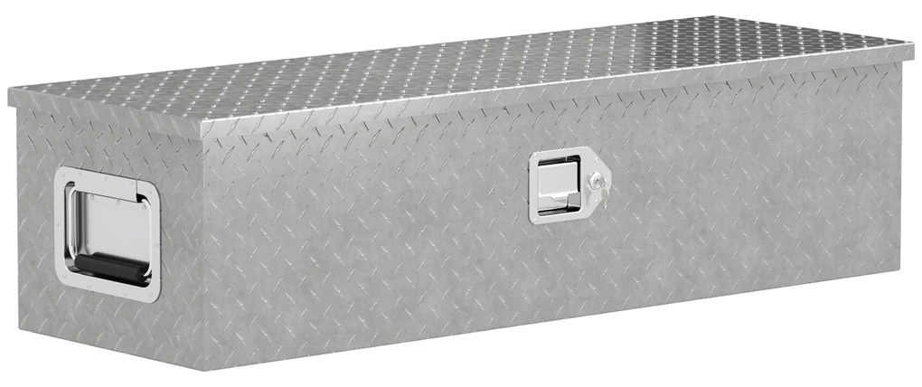 HOMCOM Cufăr pentru unelte pentru remorcă cutie de depozitare din aluminiu mânere late și antiderapante 99 x 33 x 25,5 cm argintiu | Aosom Romania