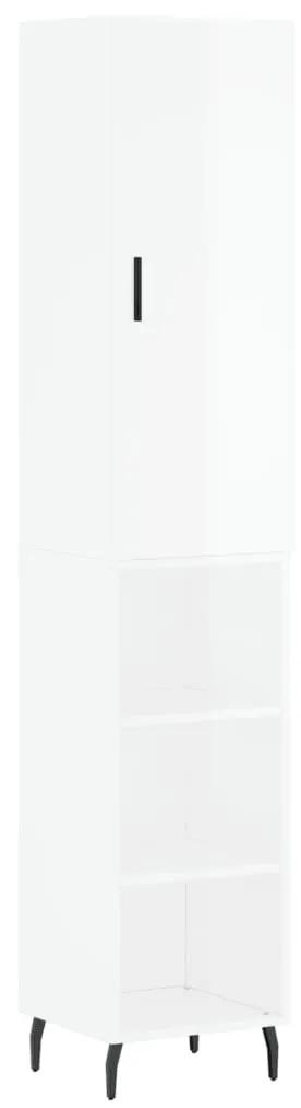3198995 vidaXL Dulap înalt, alb extralucios, 34,5x34x180 cm, lemn prelucrat
