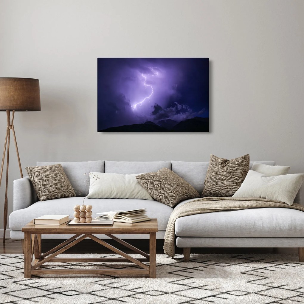 Tablou - cerul violet cu fulger (90x60 cm)