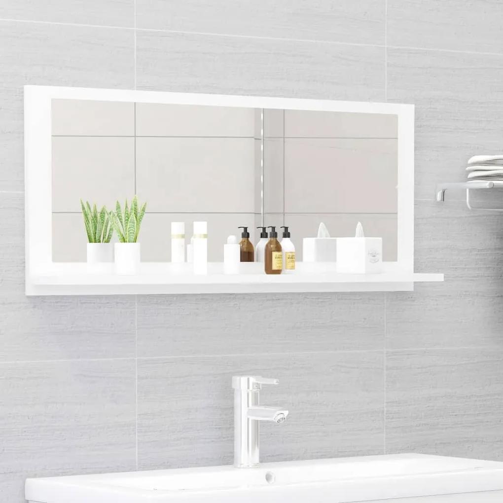 Oglinda de baie, alb extralucios, 90 x 10,5 x 37 cm, PAL Alb foarte lucios, 90 cm