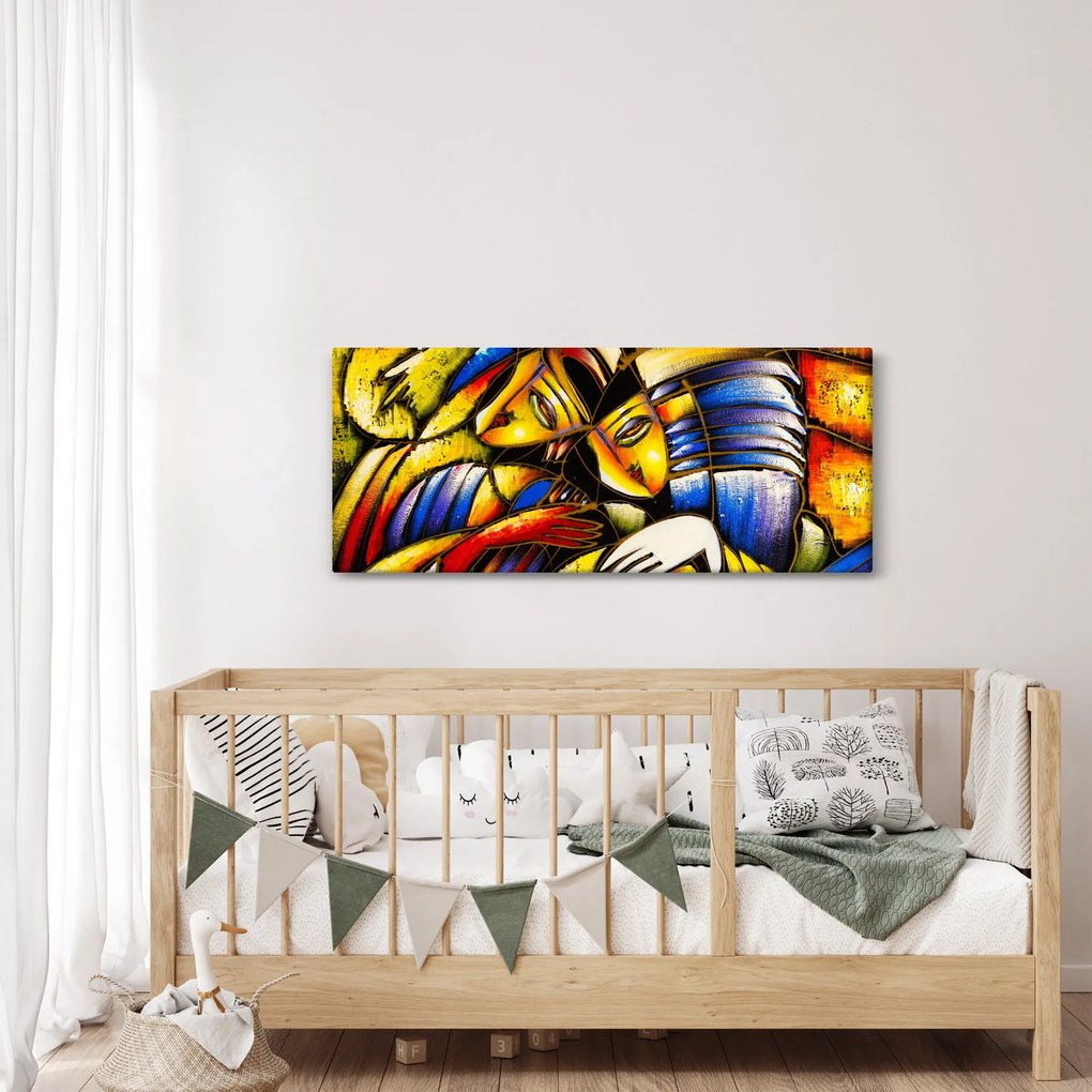 Tablou - Pictură în ulei, îndrăgostiții (120x50 cm)