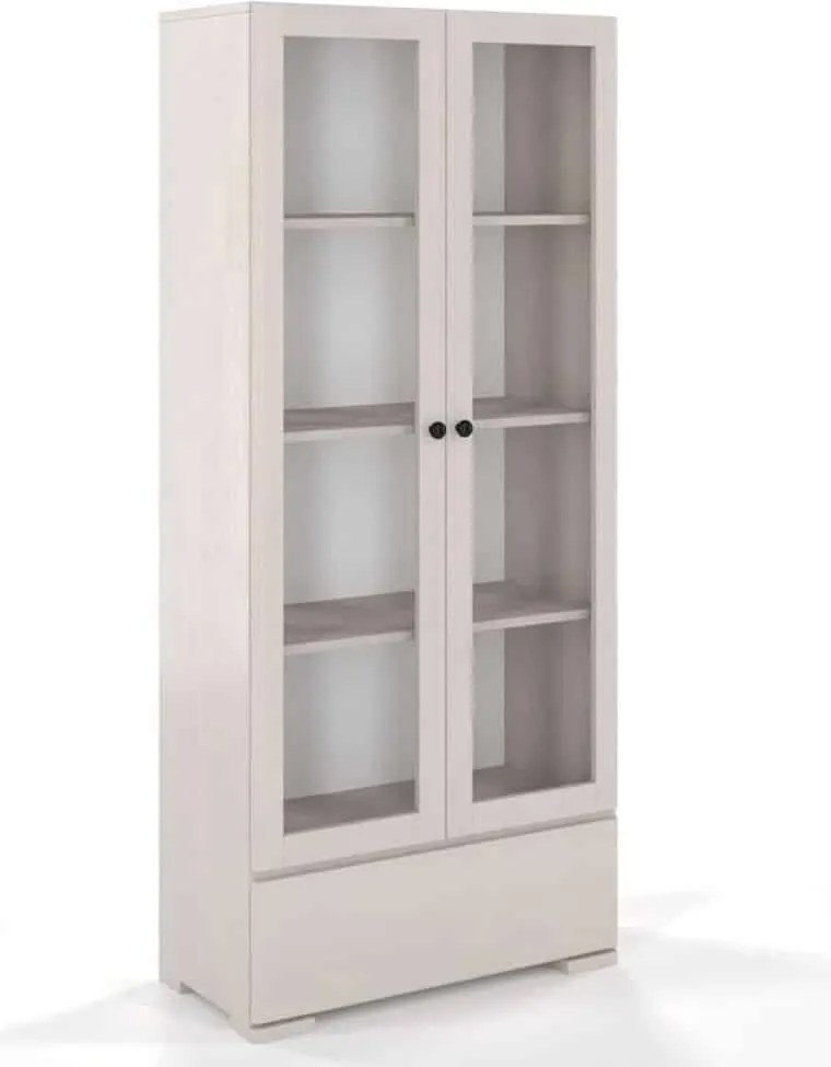 Vitrină lemn masiv TerraCraft Pin 1 Sertar, 80 × 38 × 182 cm - Natural