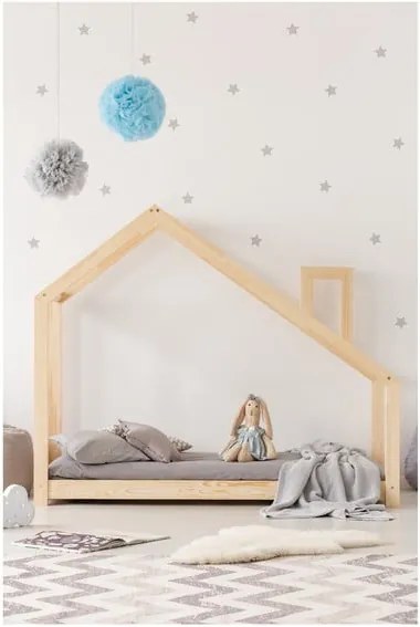 Cadru pat din lemn de pin, în formă de căsuță Adeko Mila DMS, 160 x 200 cm