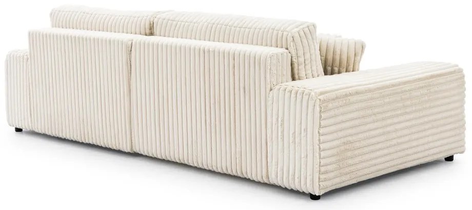 Colțar crem extensibil, cu spațiu de depozitare, cu tapițerie din catifea reiată (cu colț pe partea dreaptă) Sarina – Ropez