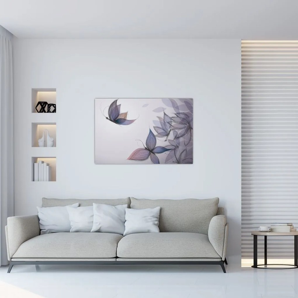 Tablou - Fluturi desenați (90x60 cm)