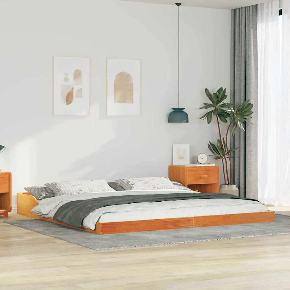 vidaXL Cadru de pat Maro ceruit 180 x 210 cm Lemn masiv de pin