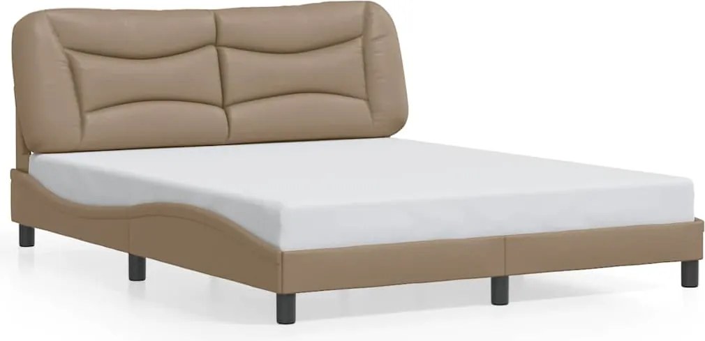 vidaXL Cadru de pat fără saltea, Hvar, cappuccino, 160x200 cm, piele ecologică